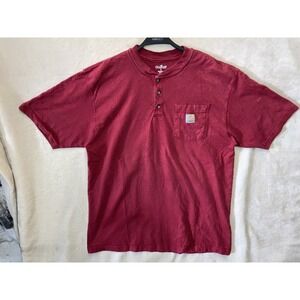 Carhartt Shirt Mens L Henely Workwear Pocket Orginal Fit Red